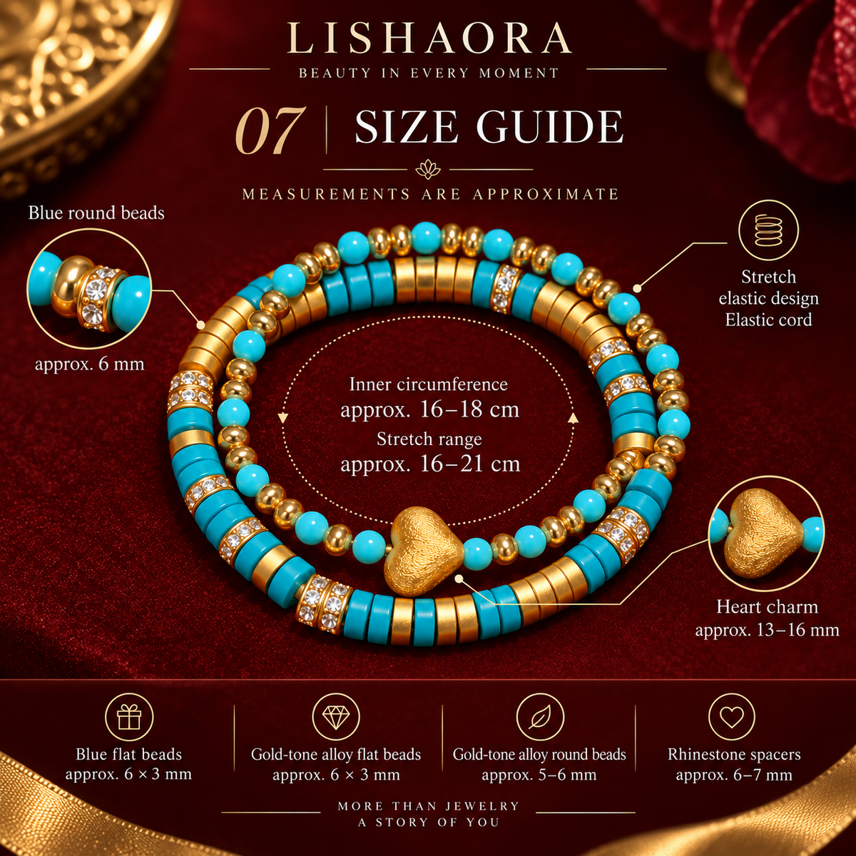 Bracelet size illustration — Refer to the updated measurements in the product details
